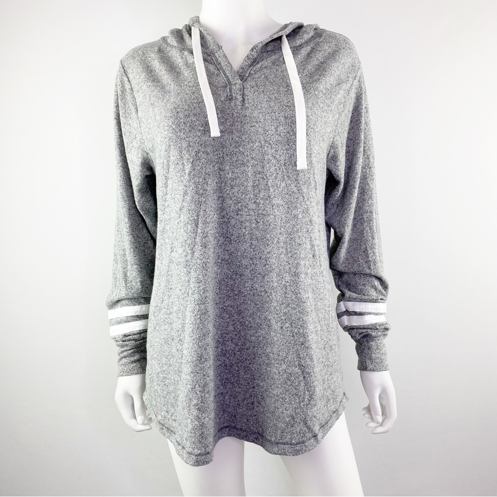 NEW Enza Heather Gray Long Sleeve Hooded Sweatshirt Size M